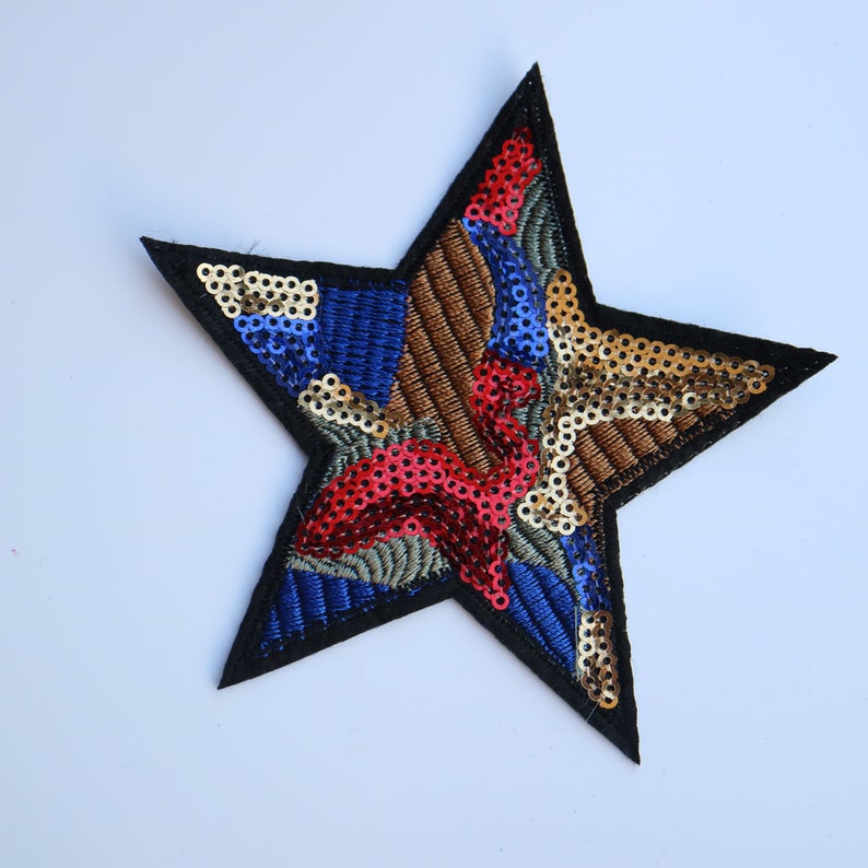 2pc stars sequins patches for clothing DIY Sew on sequinned patch alphabet for clothes Embroidery applique parche ropa