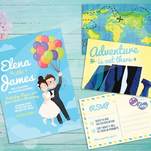 DIY Printable Up & Away Inspired Wedding Invitation | Save The Date | RSVP | Adventure  Invite With Custom Couple  Kit Download | Digital