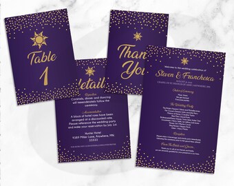 DIY Printable Rapunzel Tangled Wedding Detail Kit Program, Table Card, Detail Card | Princess Fairytale Sun   Wedding Kit | Digital