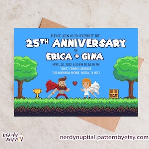 DIY Printable Gamer Inspired Anniversary Wedding Invitation | 8bit Video Game We Still Do | 25th 30th 40th 50th | Digital Download