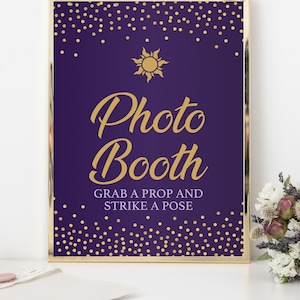 INSTANT DOWNLOAD Rapunzel Printable Grab A Prop Sign | Photo Booth | DIY Wedding Princess Fairytale Sun Strike A Pose