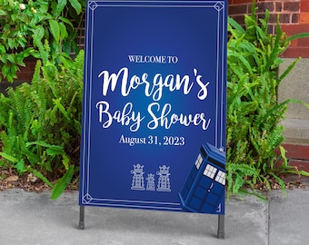 DIY Printable  Space Doctor Baby Shower Welcome Sign Template Scifi Police Box Time Travel Gender Neutral Shower Poster