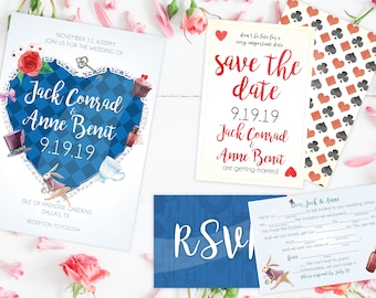DIY Print Wedding Invitation Inspired by Alice In Wonderland | Save the Date | RSVP | Wonderland Invite Kit Download | Digital File