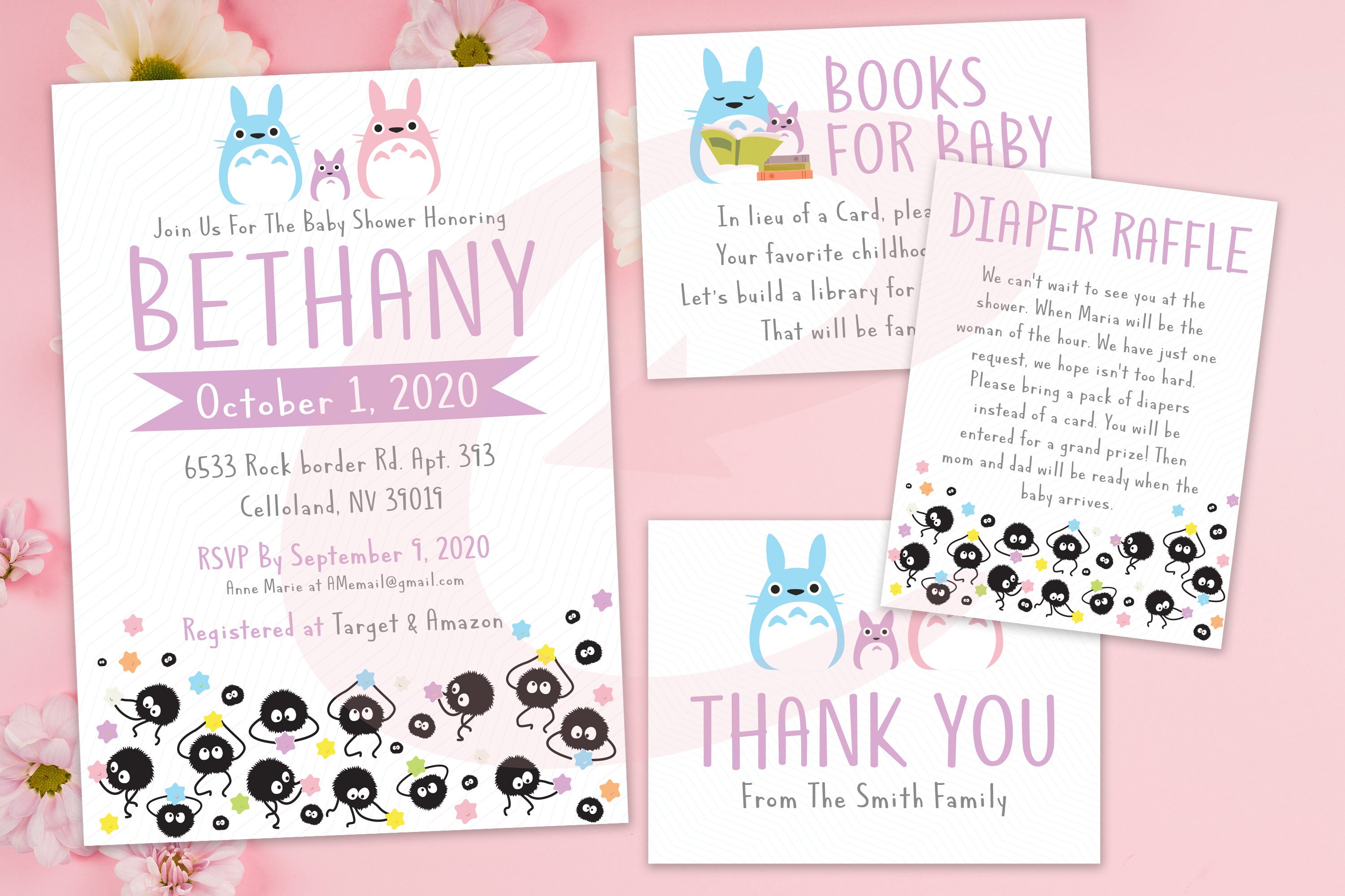 totoro baby shower invitations