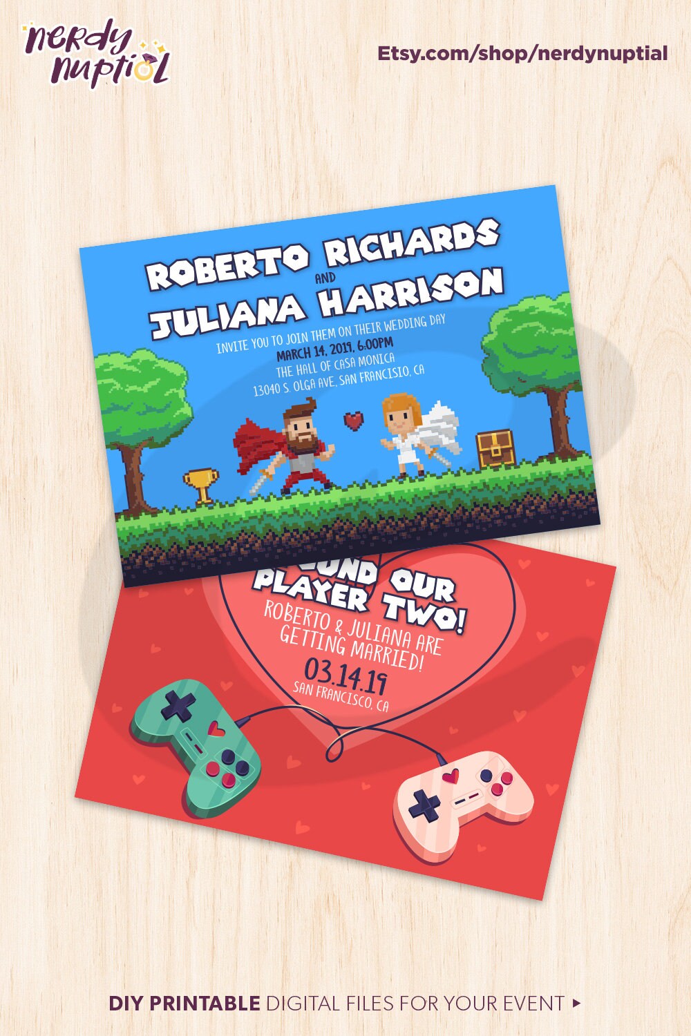 DIY Printable 8bit Video Game Wedding Invitation Save the Etsy Australia