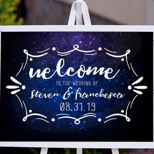 DIY Printable Space battle Inspired Wedding Welcome Sign, Wedding Poster, Guest Book, Death Star Elegant Galaxy Party Princess Sign image 1