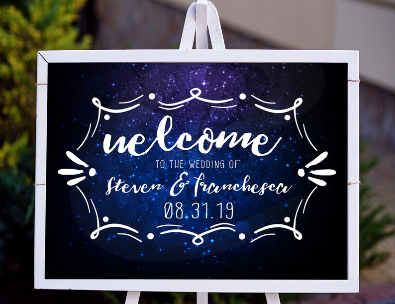 DIY Printable Space battle Inspired Wedding Welcome Sign, Wedding Poster, Guest Book, Death Star Elegant Galaxy Party Princess Sign image 1