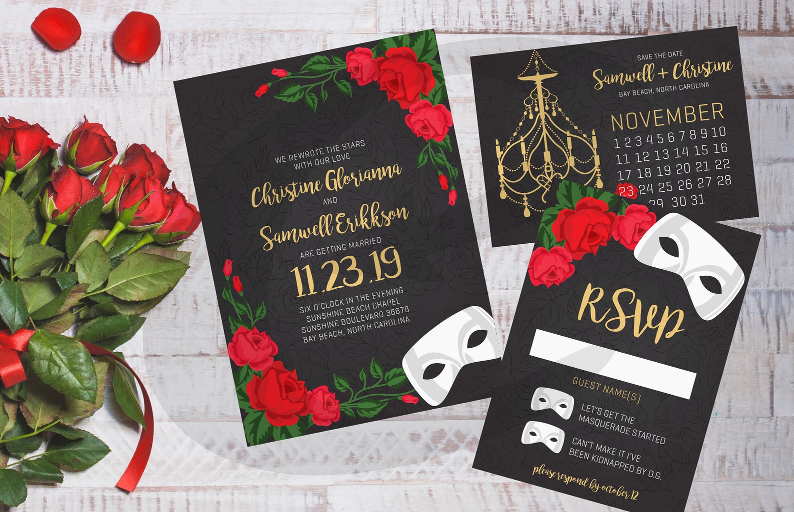 DIY Printable Phantom of the Opera Wedding Invitation Save Etsy