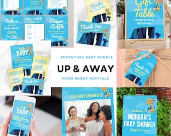 Up & Away Adventure Baby Shower Bundle: Signs, Stationary, DIY Party kit