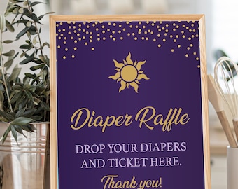 INSTANT Download Rapunzel Inspired Princess Lantern Diaper Raffle  Shower Game Sign  | DIY Video Game Triforce Gender Neutral Poster