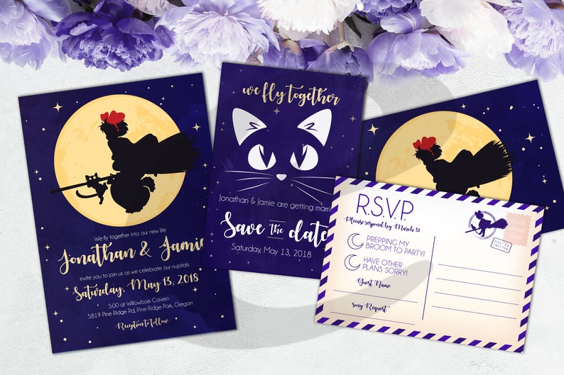 Anime Witch Inspired Wedding Invitation Save The Date And Etsy Anime Witch Inspired Wedding Invitation Save The Date And Etsy