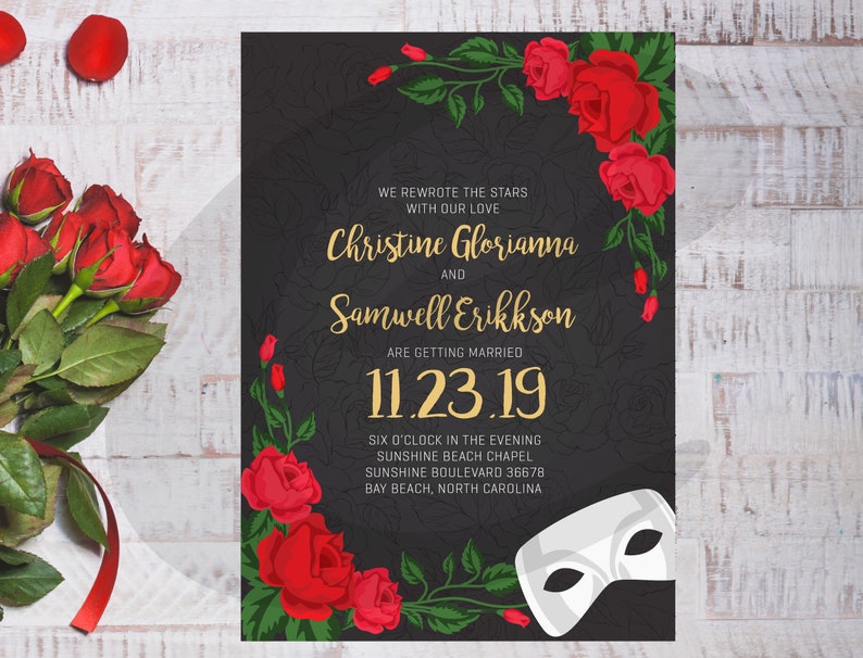DIY Printable Phantom of the Opera Wedding Invitation Save Etsy