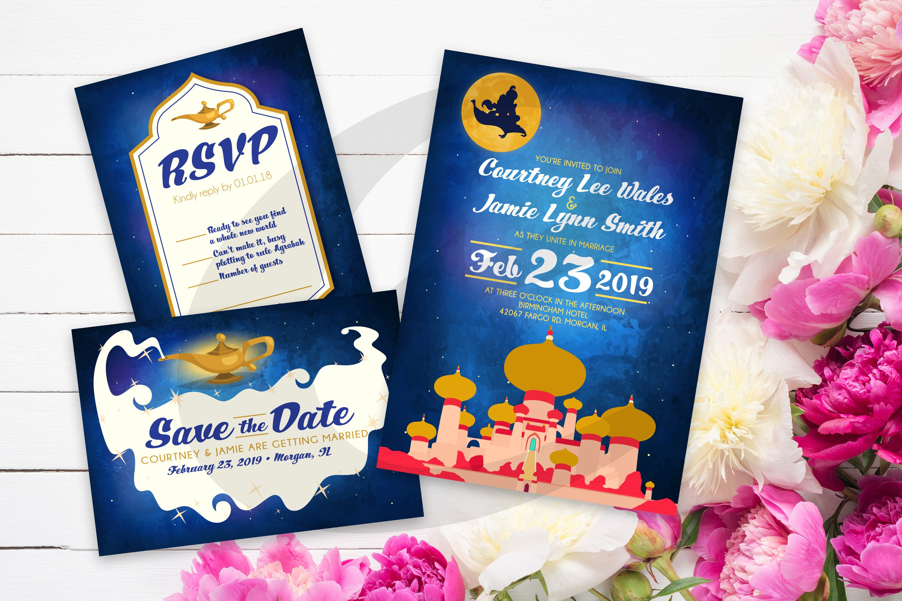 Aladdin Themed Wedding Invitation RSVP Save The Date DIY Etsy