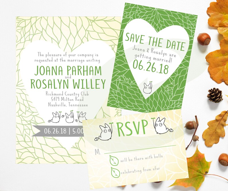My Neighbor Totoro Fantasy Inspired Wedding Invitation Save Etsy My Neighbor Totoro Fantasy Inspired Wedding Invitation Save Etsy