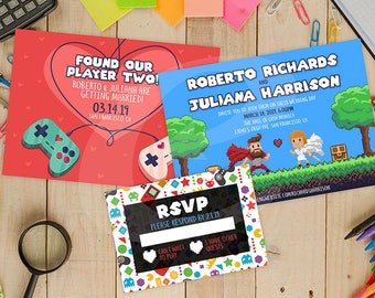 DIY Printable 8bit Video Game Wedding Invitation | Save The Date | RSVP | Gamer Invite Kit Download | Digital File