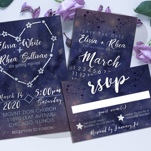 DIY Printable Constellation Star Invitation | Save The Date | RSVP | Celestial Zodiac Astrology Invite Kit Download | Digital File