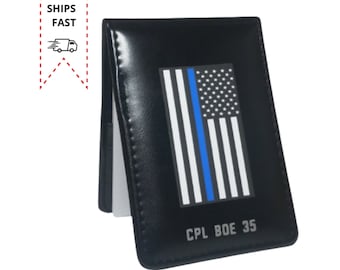 Personalized Blue Line Flag Police Notebook,  Police Officer Gift, Police Promotion Gift, Police Academy Graduate Gift, Blue Line Cop Gear