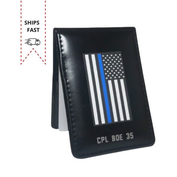 Personalized Blue Line Flag Notepad, Police Notebook, Police Officer Gift, Best Fathers Day Police Officer Gift, Police Week Gift