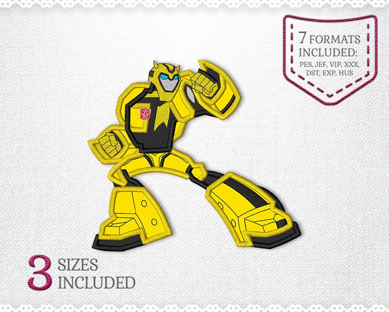 Bumblebee transformers animated applique design for embroidery  etsy Bumblebee transformers animated applique design for embroidery  etsy