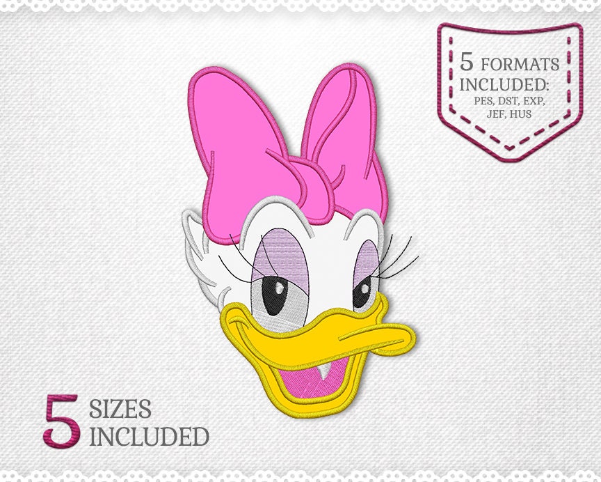 Daisy Duck Face Applique Design For Embroidery Machine 5 Etsy