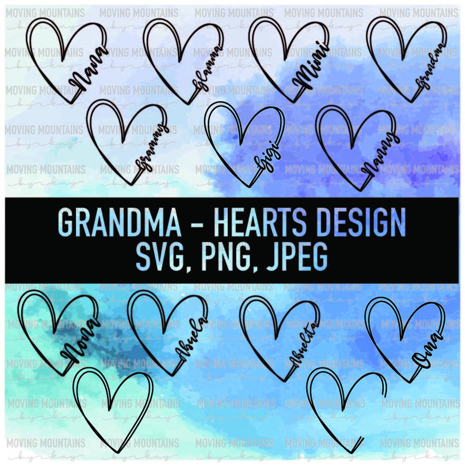 Heart Design With Grandma Names Svg Png and Jpeg for  Etsy