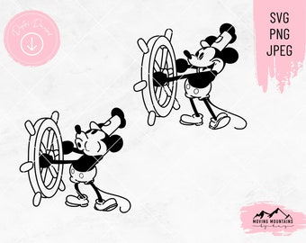 Steamboat Willie Design Bundle - svg, png, jpeg - per macchine da taglio/Cricut DOWNLOAD DIGITALE