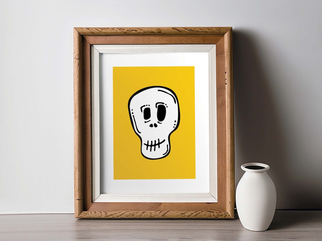 Skull on Yellow Background - Digital Download - Etsy
