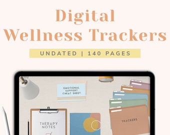Digital Mental Health & Wellness Planner | Undated Hyperlinked Journal for Goodnotes, iPad, Tablets | Sleep, Habit Tracker