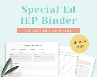 IEP Binder for Special Education Teacher | School Psychologist Planner | Speech Therapist SLP | Editable Printable PDF