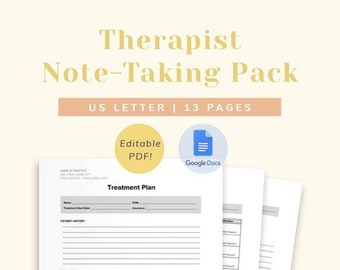 Counselor Notes for Therapists & Psychiatrists, Note taking Treatment Plan and Progress Forms