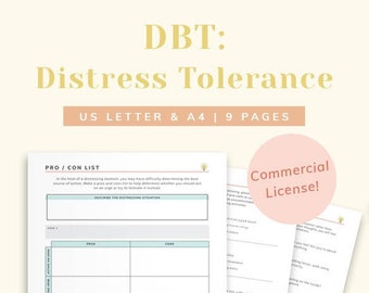 COMMERCIAL LICENSE DBT Distress Tolerance Handouts Worksheets, Teaching Tools for Therapists, Dialectical Behavior Therapy, Emotion Skills