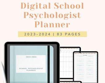 2023 2024 Digital School Psychologist Planner for Counselors, Therapists, Special Ed Teachers (IEP Plans Notebook, Caseload Tracker)