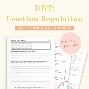 COMMERCIAL LICENSE DBT Emotion Regulation Skills Worksheets, Handouts for Therapy Sessions on Dialectical Behavior Therapy, Manage Feelings