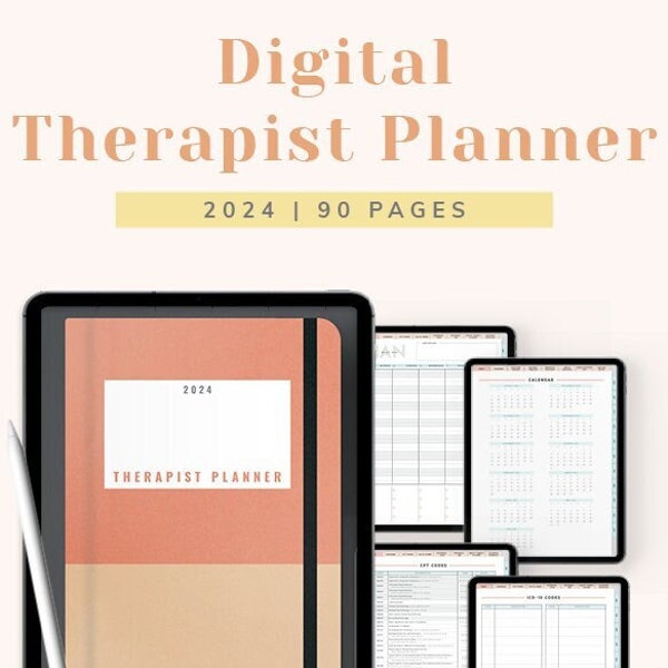 2024 Digital Therapist Planner | Counselor Hourly Appointment Calendar | Notebook for iPad, Tablets, Goodnotes, Noteshelf
