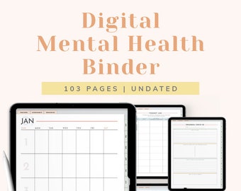 Undated Digital Mental Health Journal, Calendar, and Planner for iPads and Tablets | Goodnotes Template