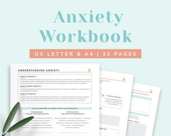 Anxiety Mental Health Journal | Printable Therapy Worksheet | CBT Cognitive Behavior Therapy Selfhelp | Track Anxious Symptom