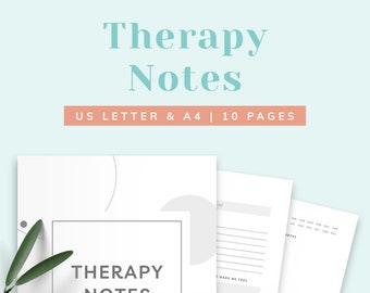 Therapy Journal | Printable Notes for Counseling | Mental Health Notebook, Planner, Tracker, Worksheet | Session Goals Personal Growth