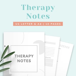 Therapy Journal | Printable Notes for Counseling | Mental Health Notebook, Planner, Tracker, Worksheet | Session Goals Personal Growth