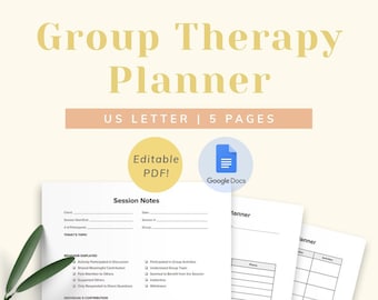 Group Therapy Lesson Planner for Therapists, Psychologists, SLP, and Private Practices, Agenda Plans for Counseling Session