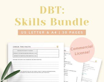 COMMERCIAL LICENSE DBT Dialectical Behavior Therapy Skills Bundle, Workbook and Worksheets for Therapists