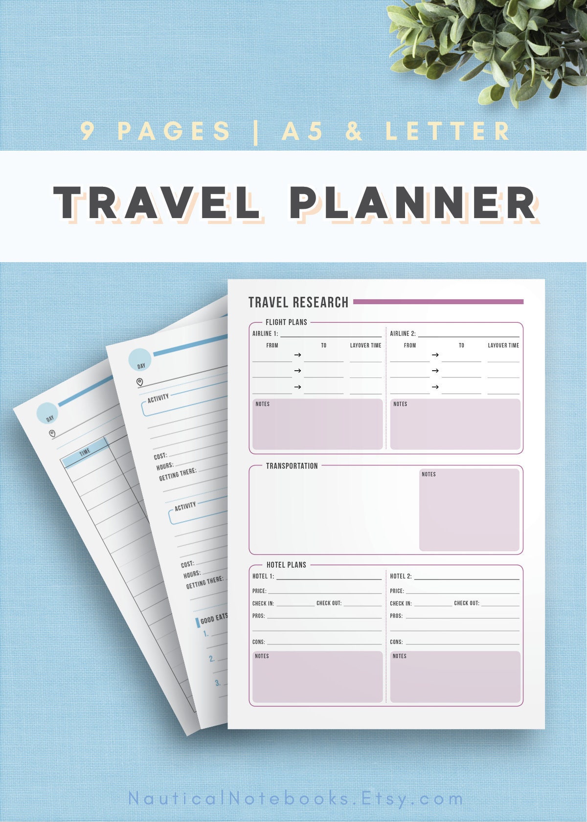 Travel Planner Inserts Vacation Planner Kit Holiday Trip Etsy