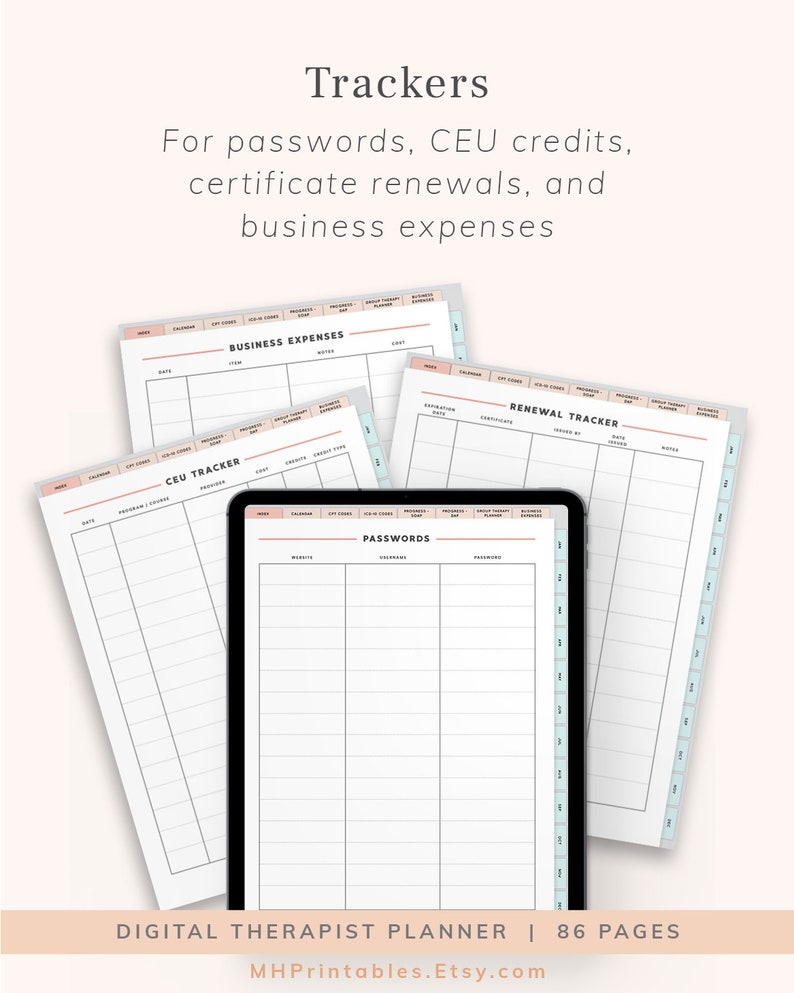 Digital Therapist Planner 2021 Counselor Hourly Appointment Etsy