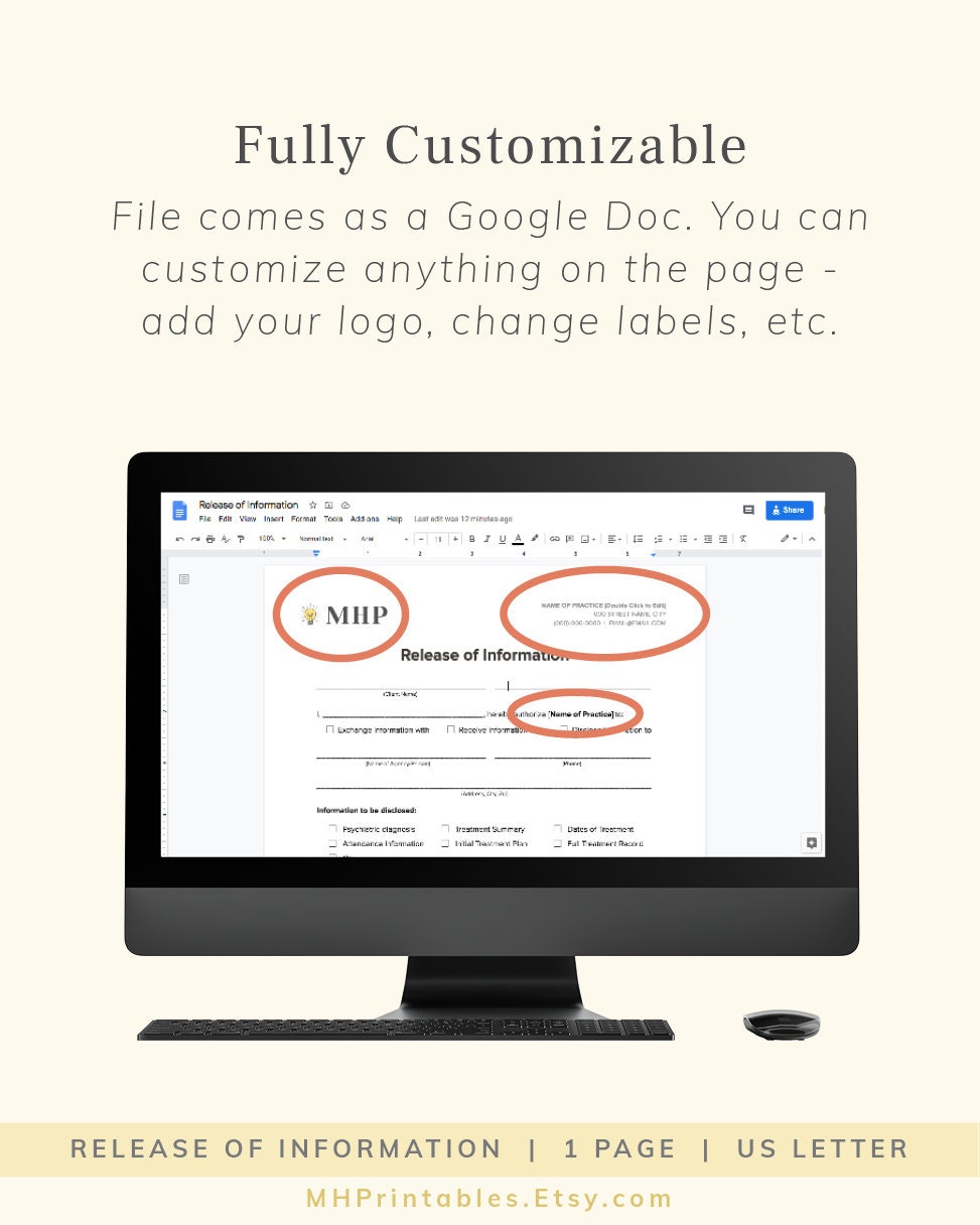 Release of Information Consent Form Template for Private Practice ...