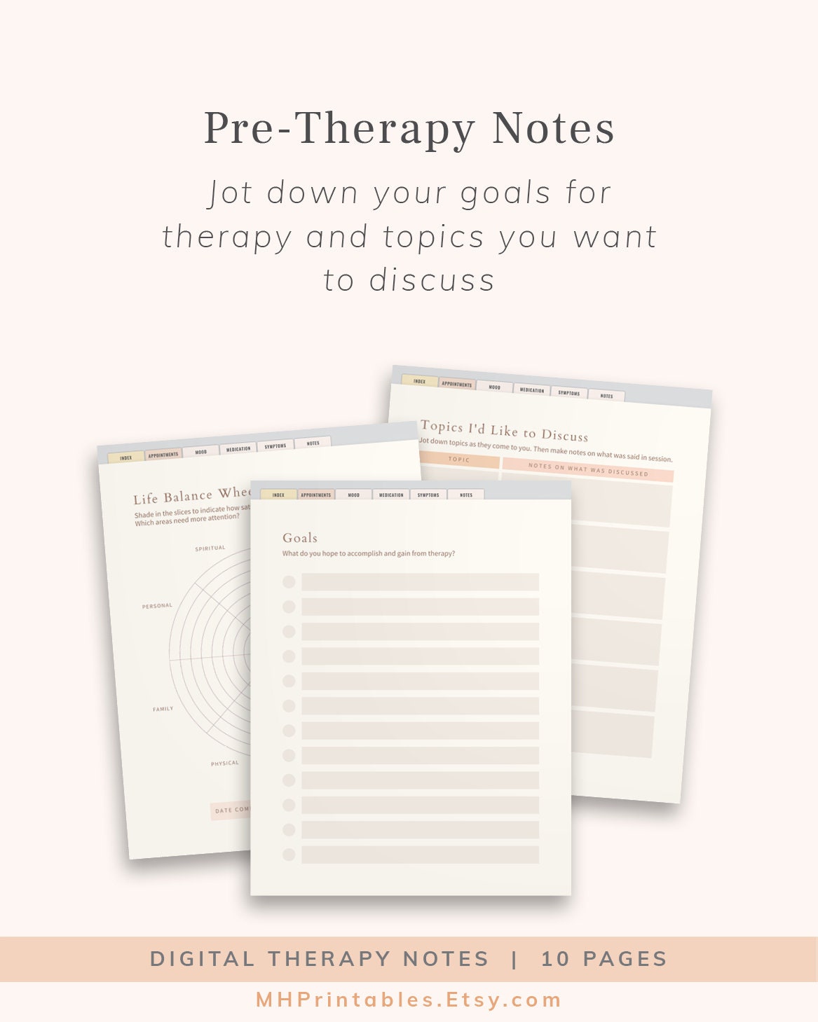 Digital Therapy Journal and Notebook Session Meeting Notes - Etsy
