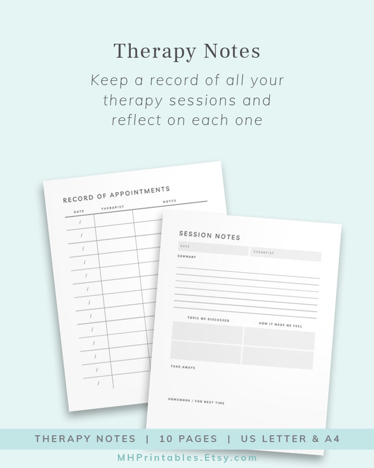 Therapy Journal Printable Notes for Counseling Mental | Etsy