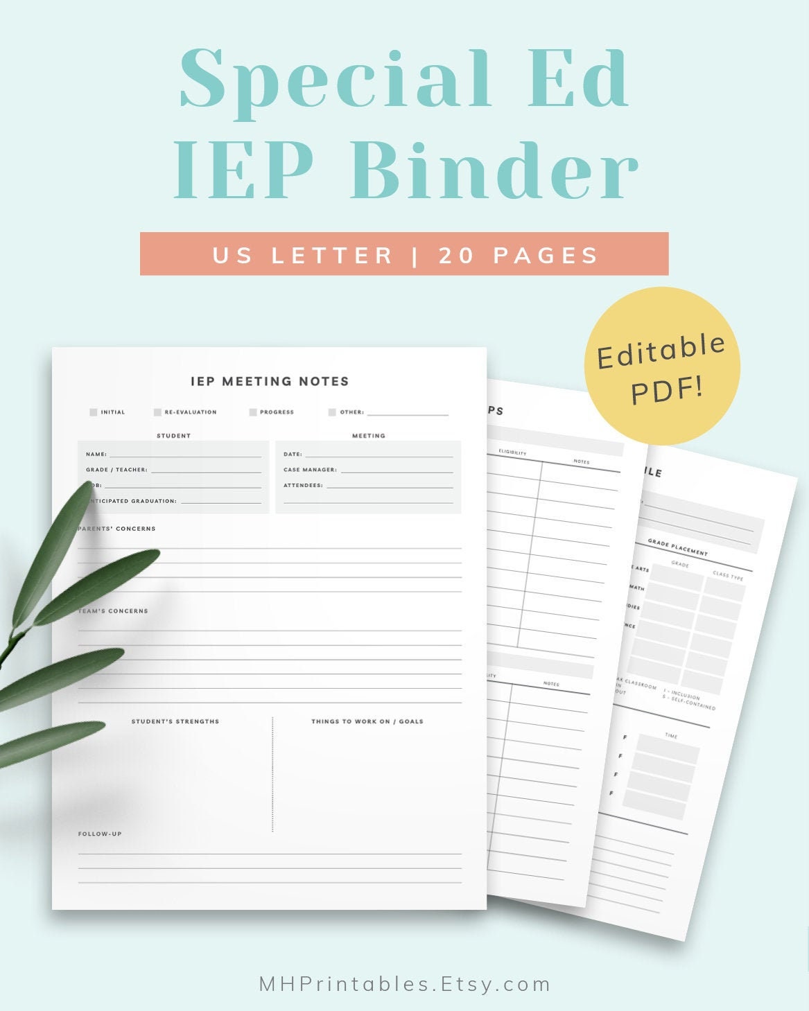 IEP Binder for Special Education Teacher School Psychologist Etsy