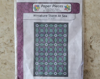 Miniature Storm at Sea Paper Pieces Pattern - Kit - 11 x 17 - English Paper Piecing - Precut Shapes - Quilt - Template - Hand Sewing