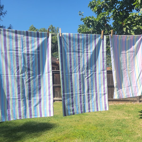 Vintage Striped Standard Size Pillowcases - Bedding - Purple - Pastel - Retro - Cotton Poly Blend - Kids - Children - Cutter Fabric