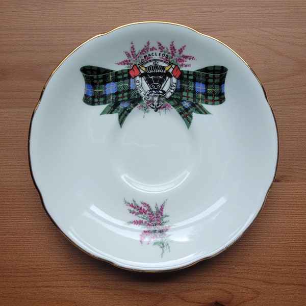 Vintage MacLeod Clan Tea Saucer - Royal Grafton Fine Bone China - Made in England - 5 1/2 Inch - Small Plate - 1940s 1950s - Rare - Scottish