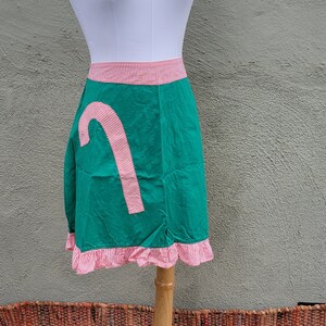 Vintage Holiday Half Apron - Candy Cane - Christmas - Handmade Tie Apron - One Size Fits Most - Red - Green - Retro Kitchen - Cotton